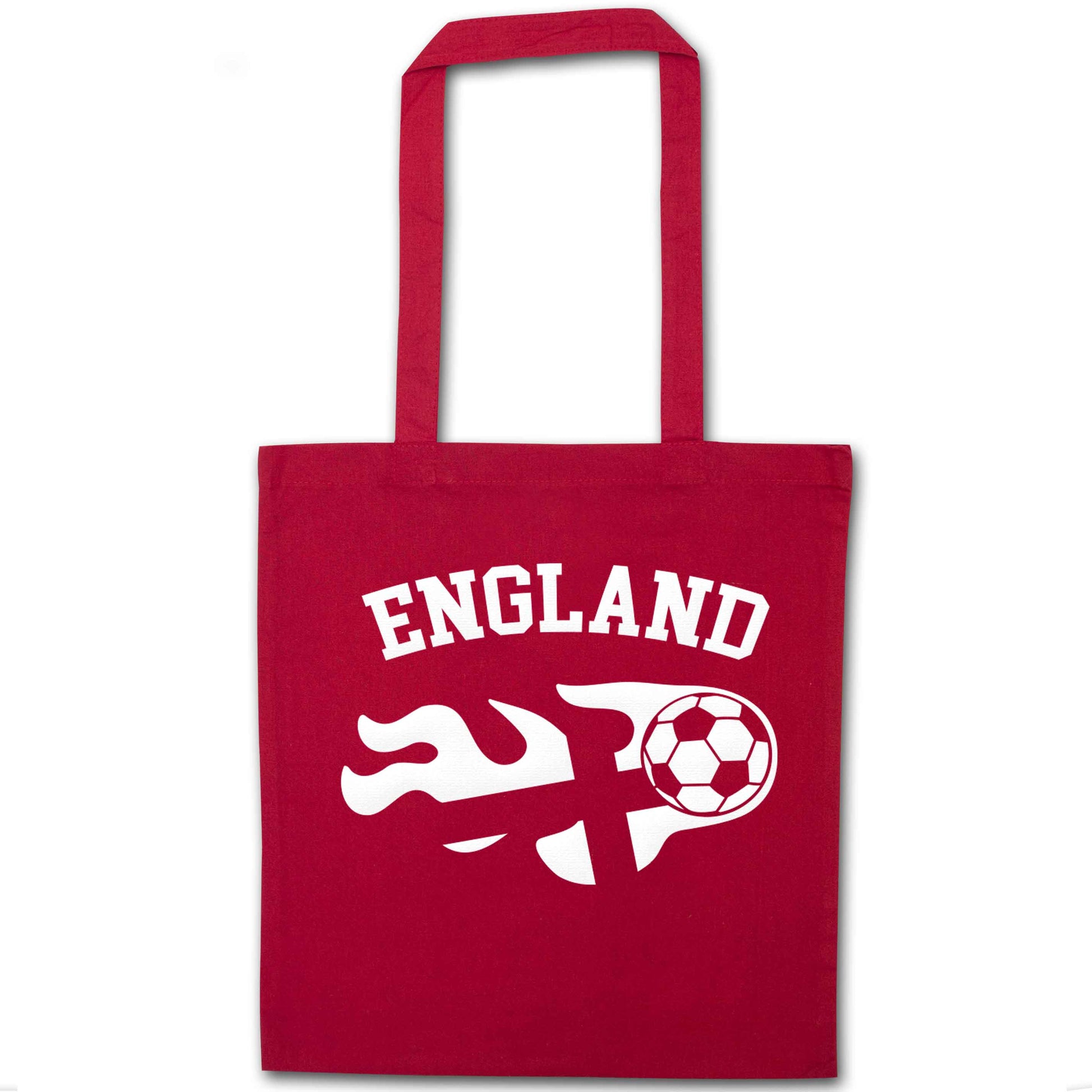Flaming football England flag red tote bag