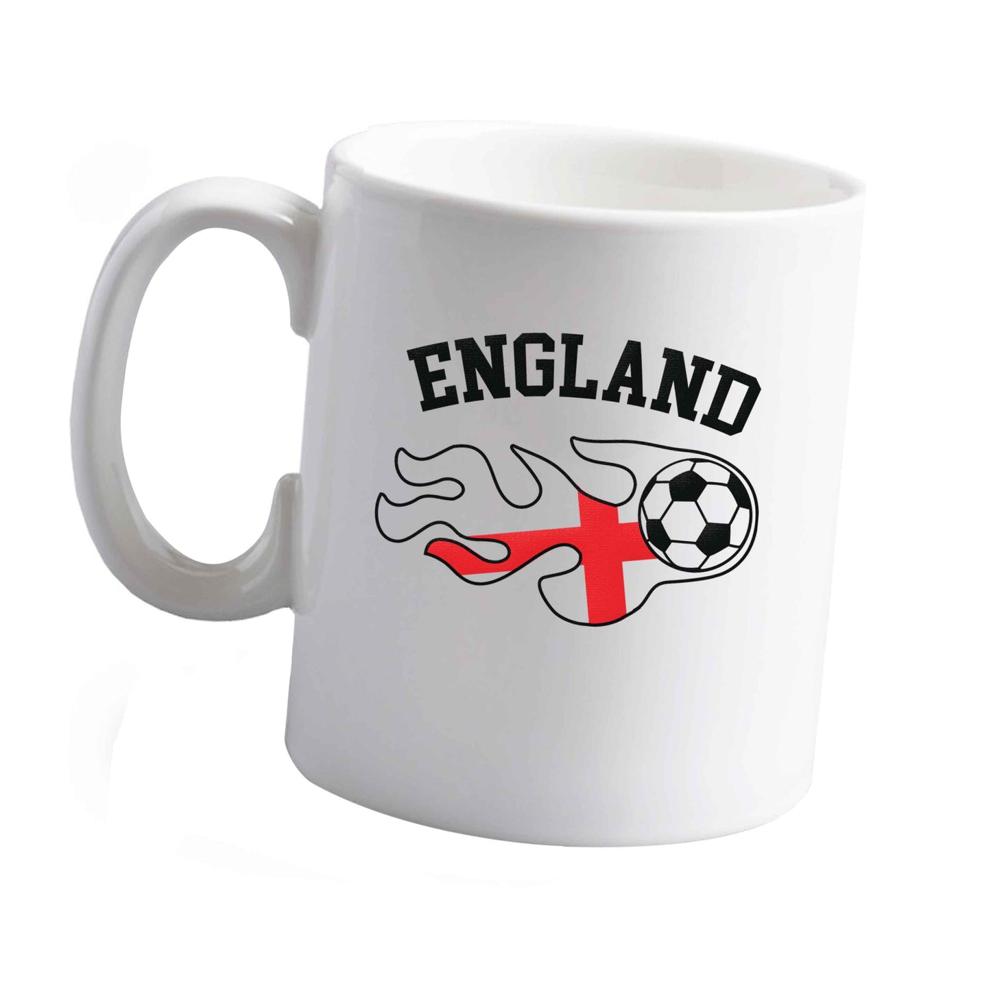 10 oz Flaming football England flag ceramic mug left sided