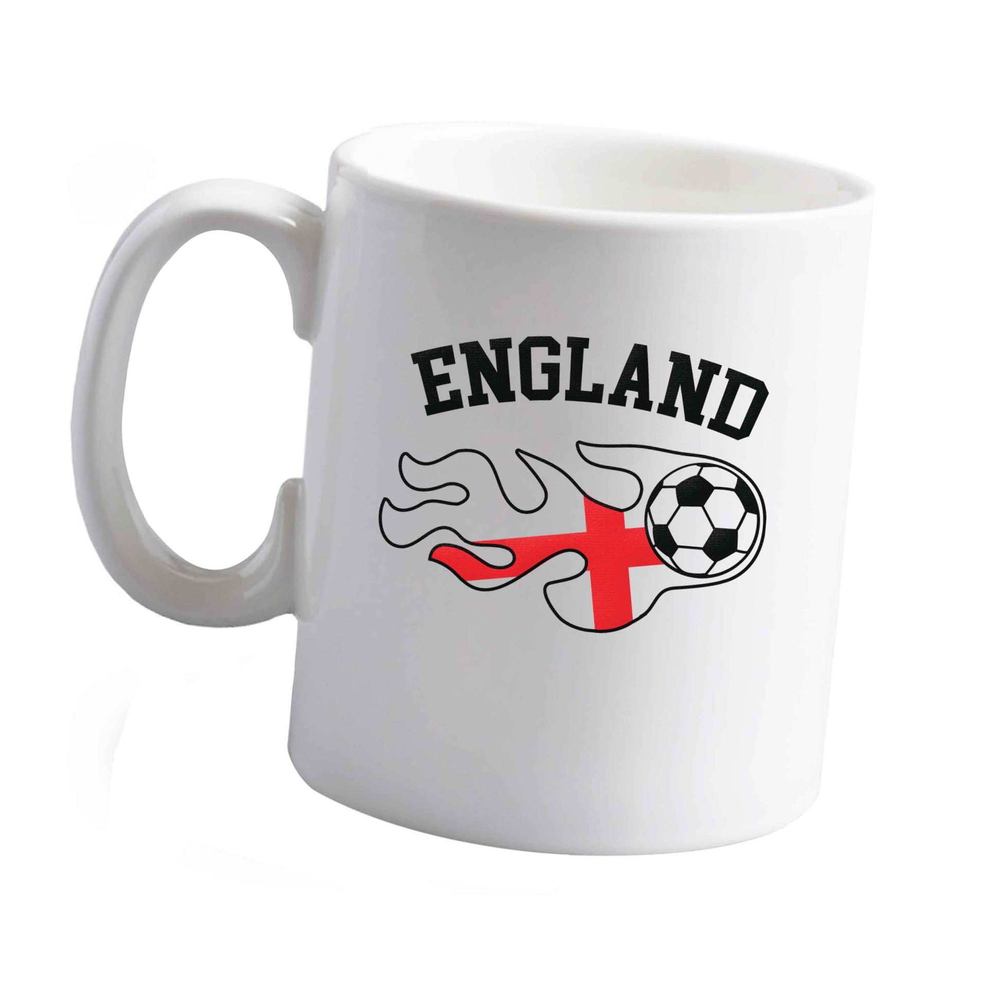 10 oz Flaming football England flag ceramic mug left sided