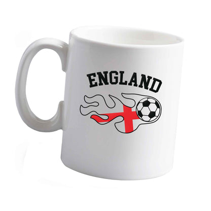 10 oz Flaming football England flag ceramic mug left sided