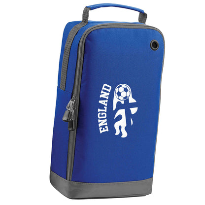Flaming football England flag blue sports shoe bag horizontal print