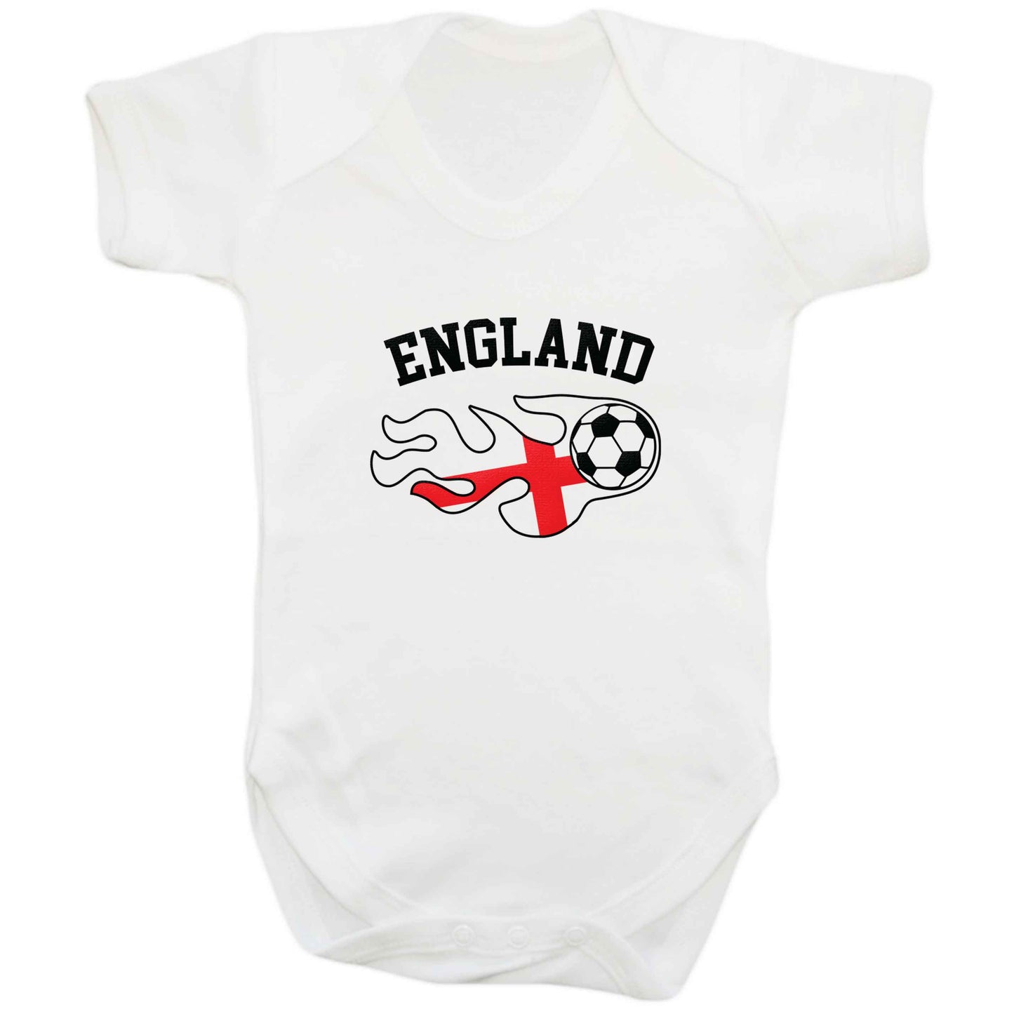 Flaming football England flag baby bodysuit white 18-24 months