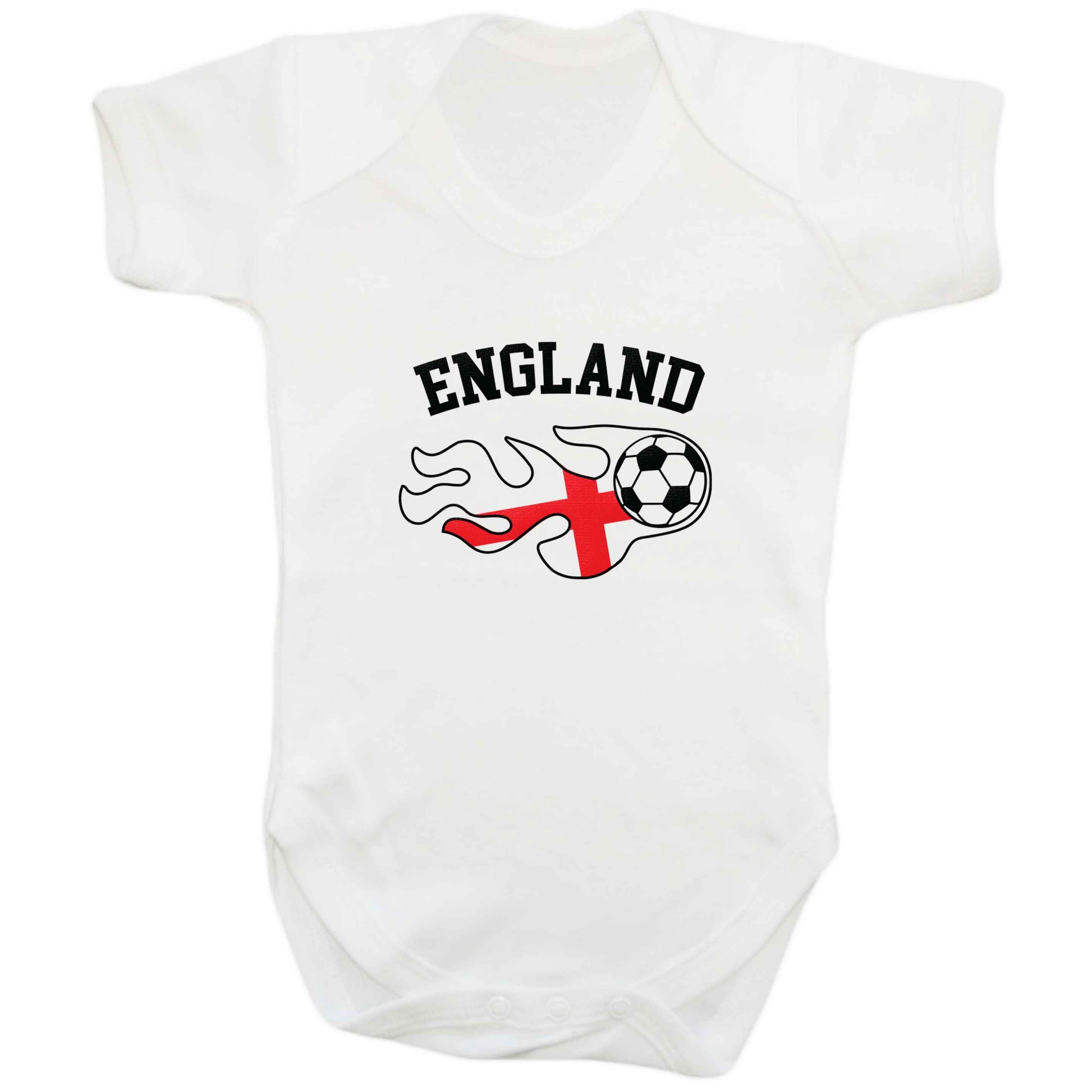Flaming football England flag baby bodysuit white 18-24 months