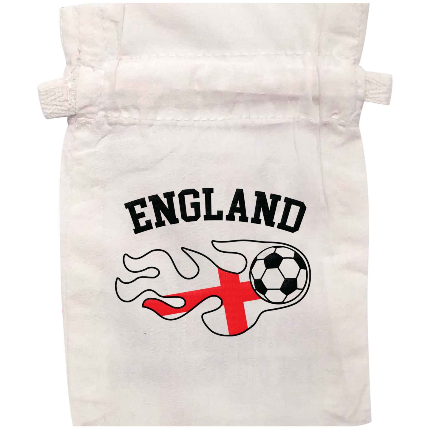 Flaming football England flag | XS - L | Pouch / Drawstring bag / Sack | Organic Cotton | Bulk discounts available!