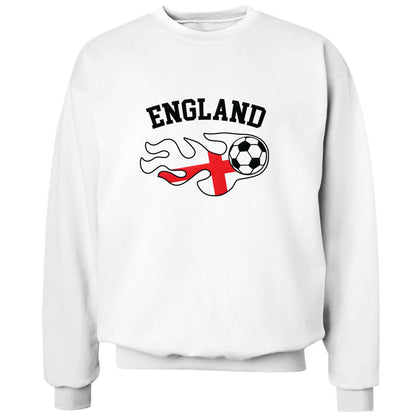 Flaming football England flag adult's unisex white sweater 2XL