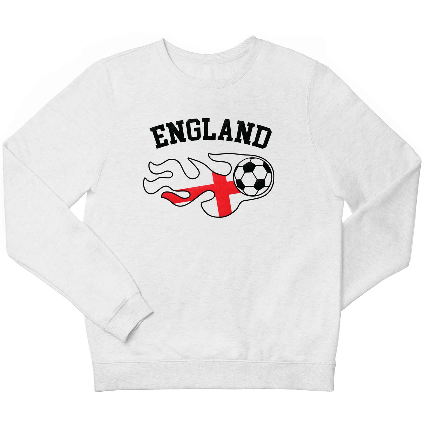 Flaming football England flag children's white sweater 12-13 Years