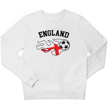 Flaming football England flag children's white sweater 12-13 Years