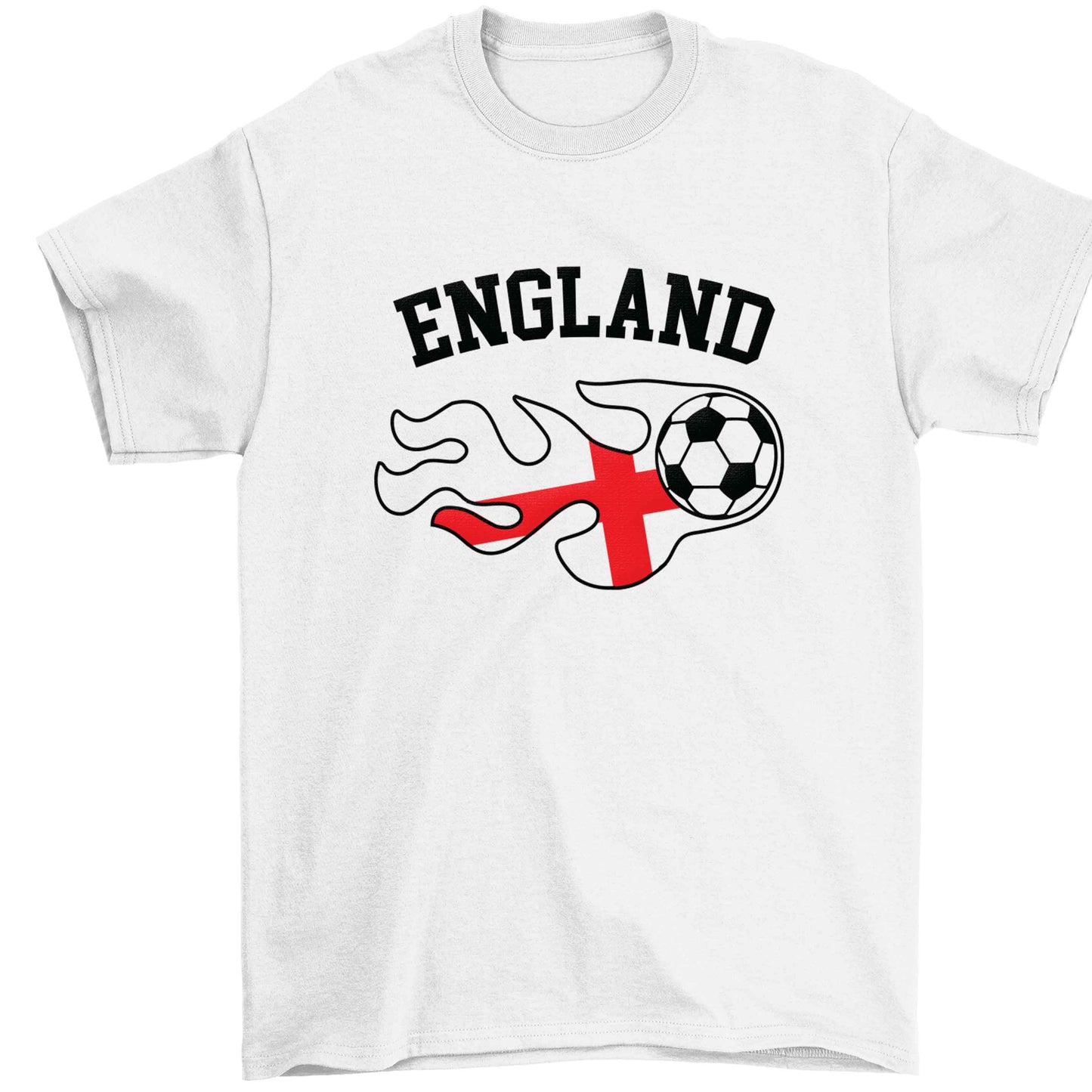 Flaming football England flag Children's white Tshirt 12-13 Years