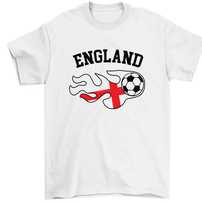 Flaming football England flag Children's white Tshirt 12-13 Years
