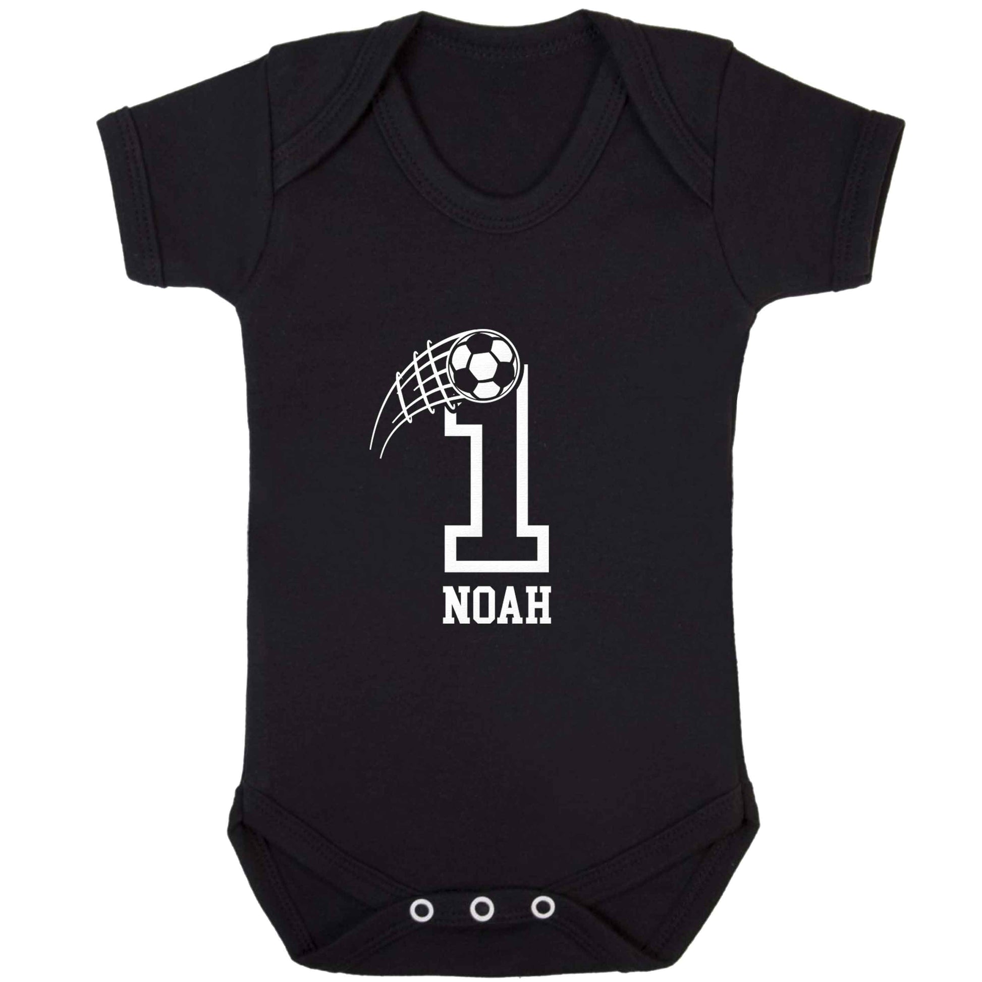 Personalised football number baby bodysuit black 18-24 months