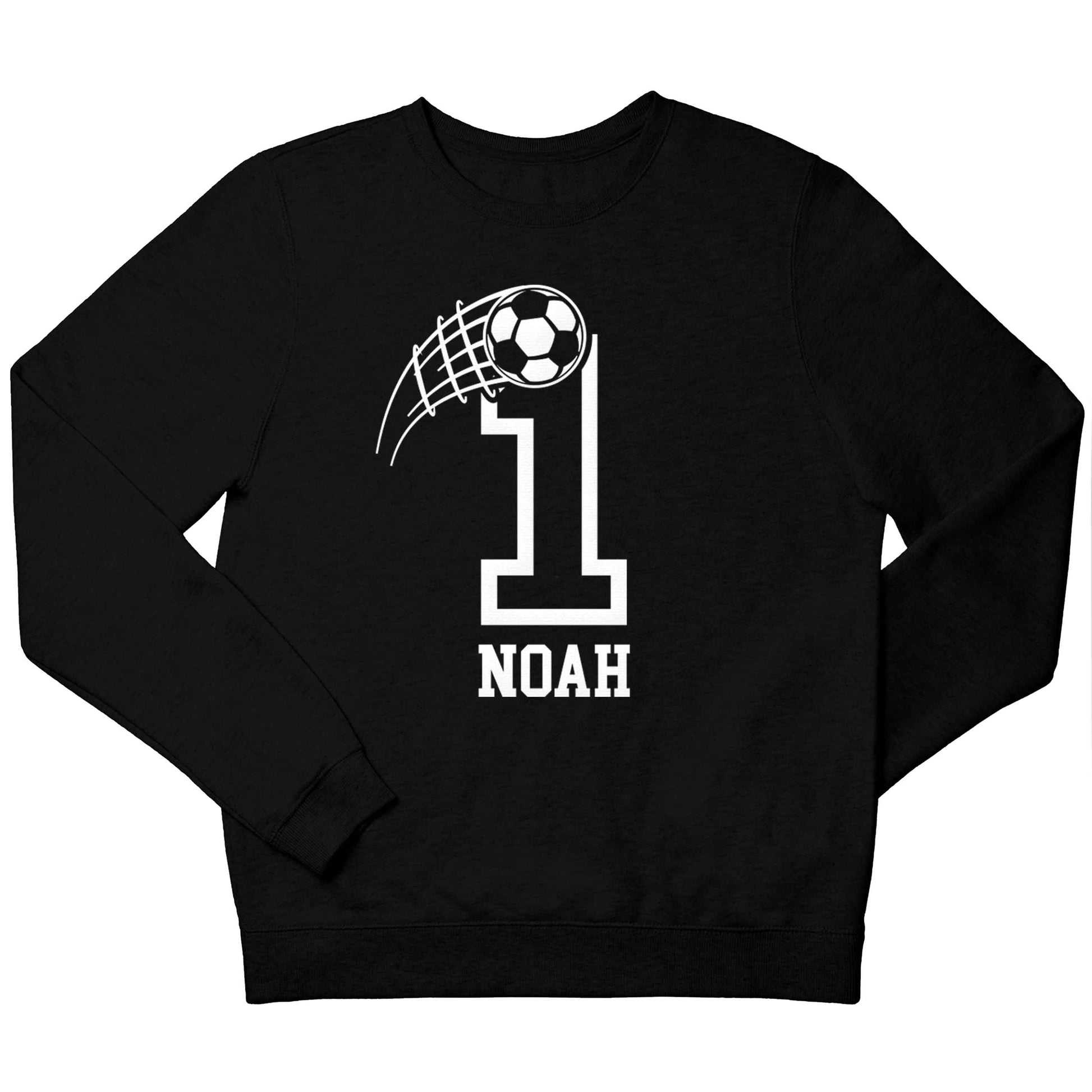Personalised football number children's black sweater 12-13 Years