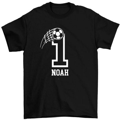 Personalised football number Children's black Tshirt 12-13 Years