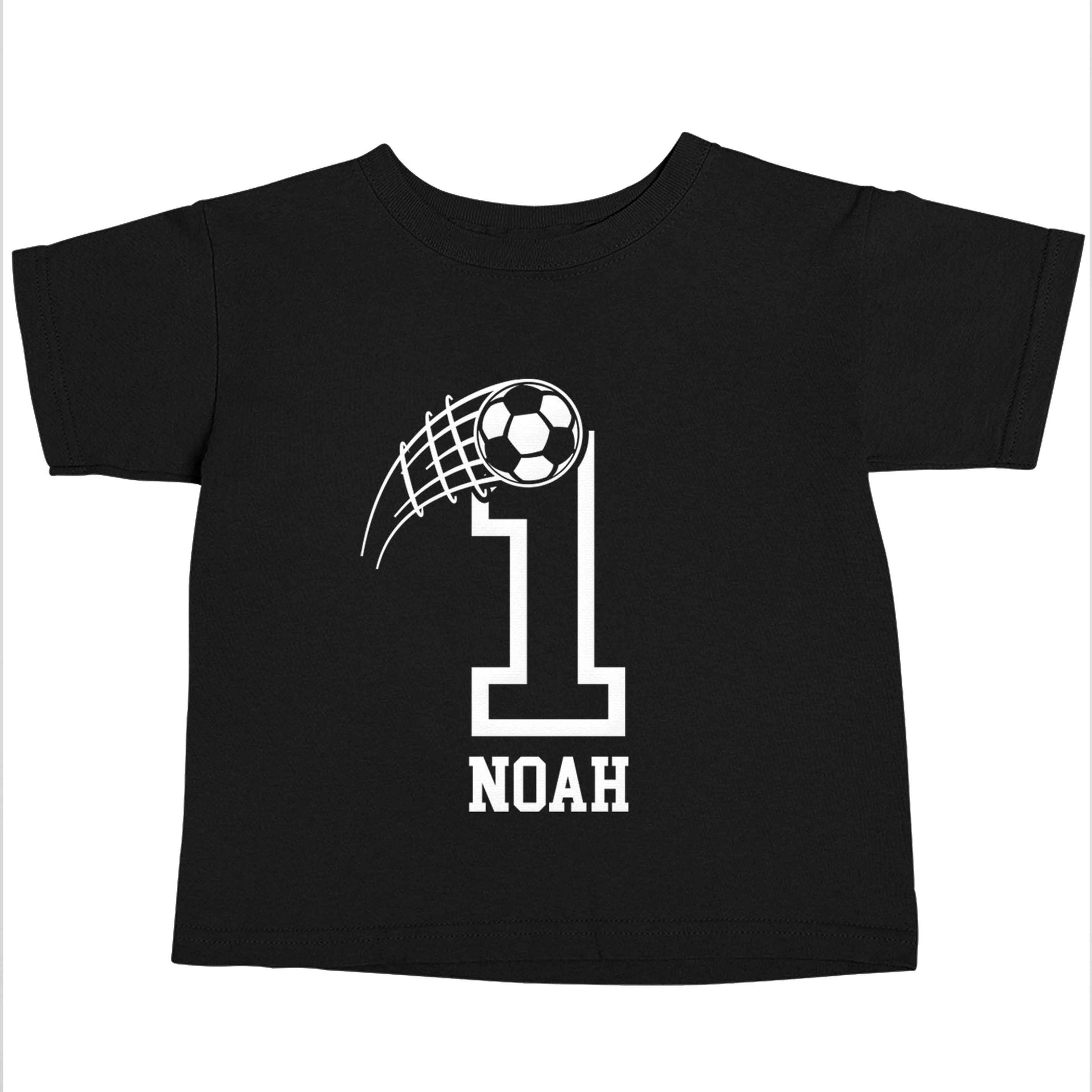 Personalised football number Black baby toddler Tshirt 2 years