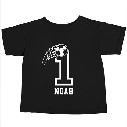 Personalised football number Black baby toddler Tshirt 2 years