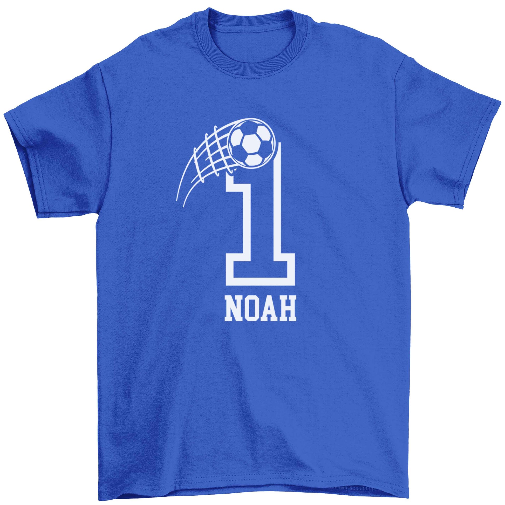 Personalised football number Children's blue Tshirt 12-13 Years