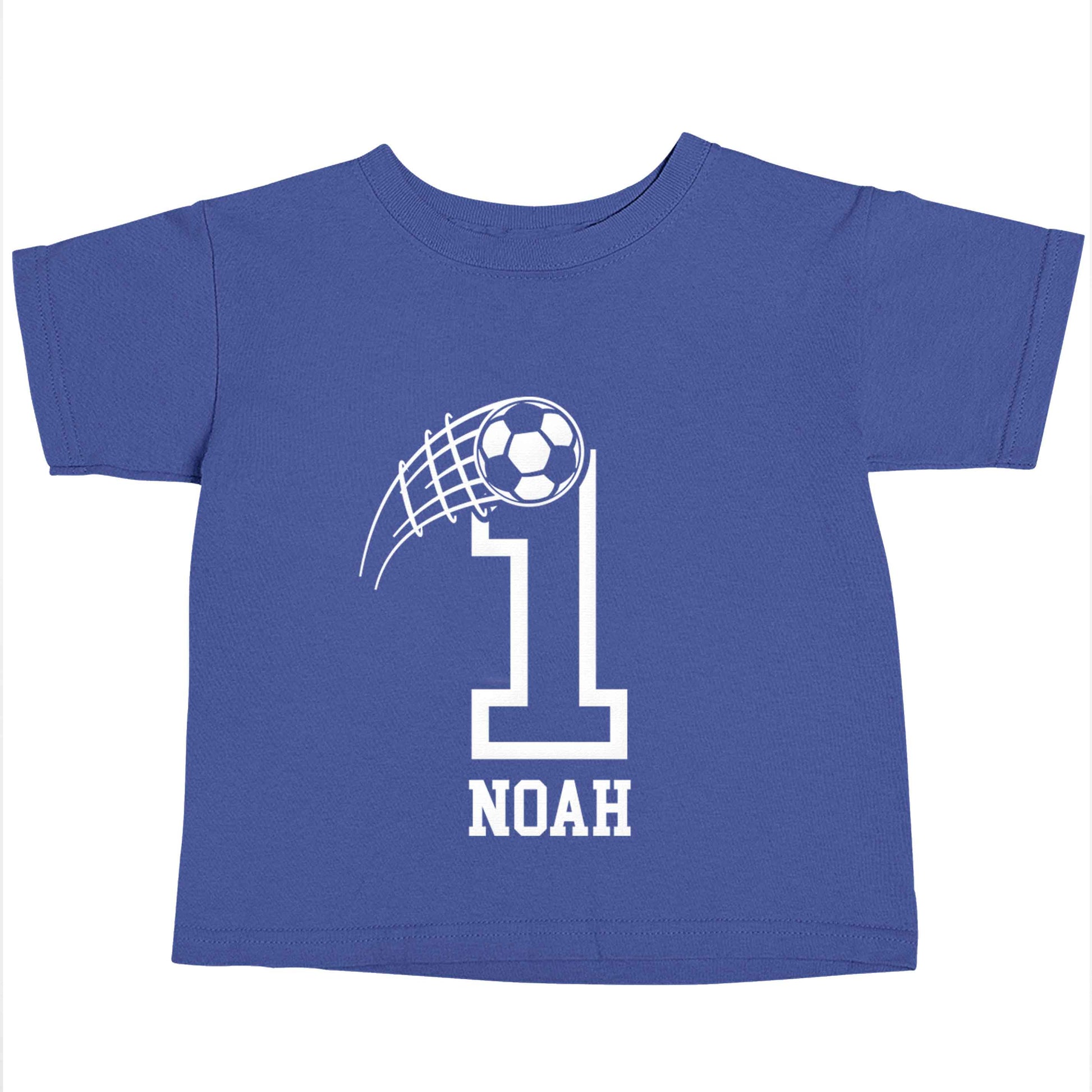 Personalised football number blue baby toddler Tshirt 2 Years