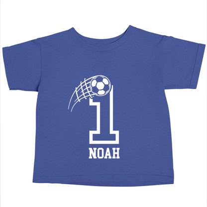 Personalised football number blue baby toddler Tshirt 2 Years