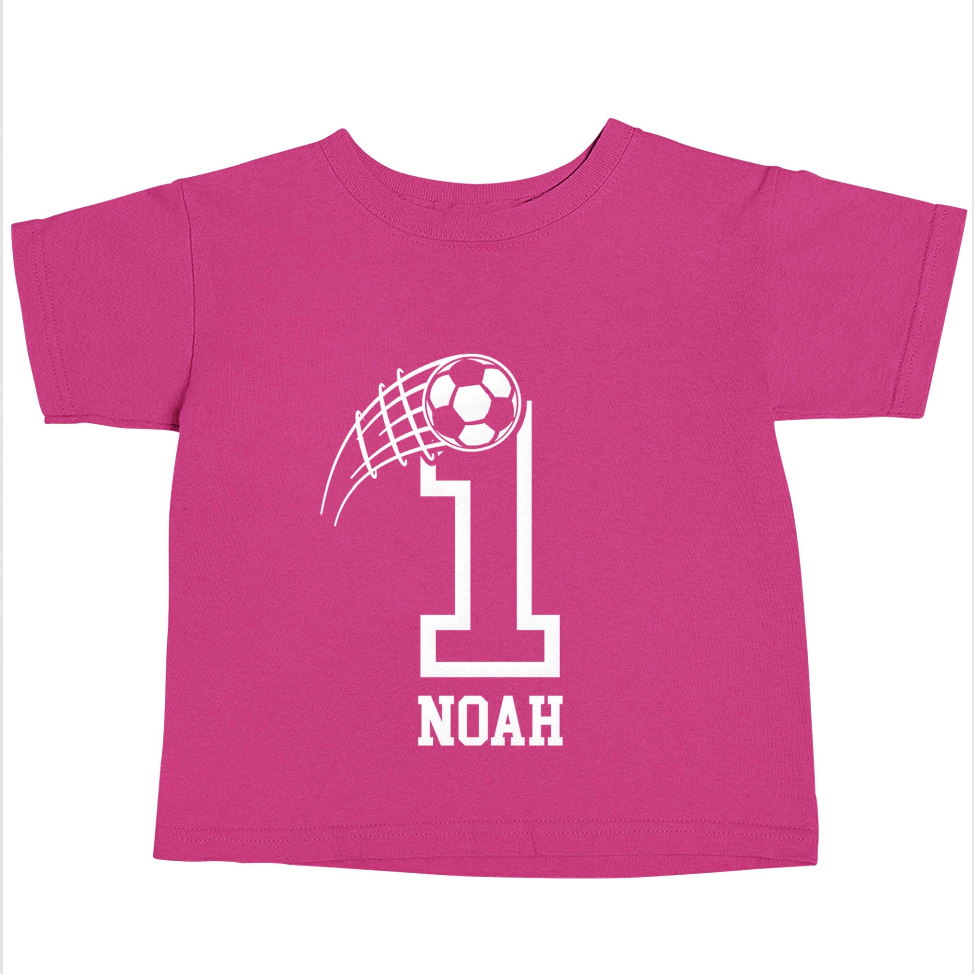 Personalised football number pink baby toddler Tshirt 2 Years
