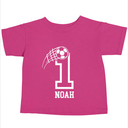 Personalised football number pink baby toddler Tshirt 2 Years