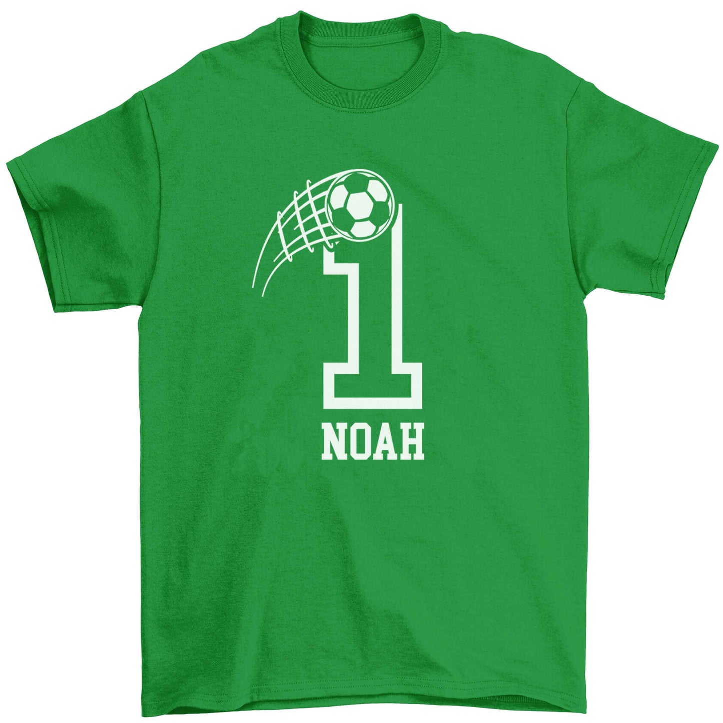 Personalised football number Children's green Tshirt 12-13 Years