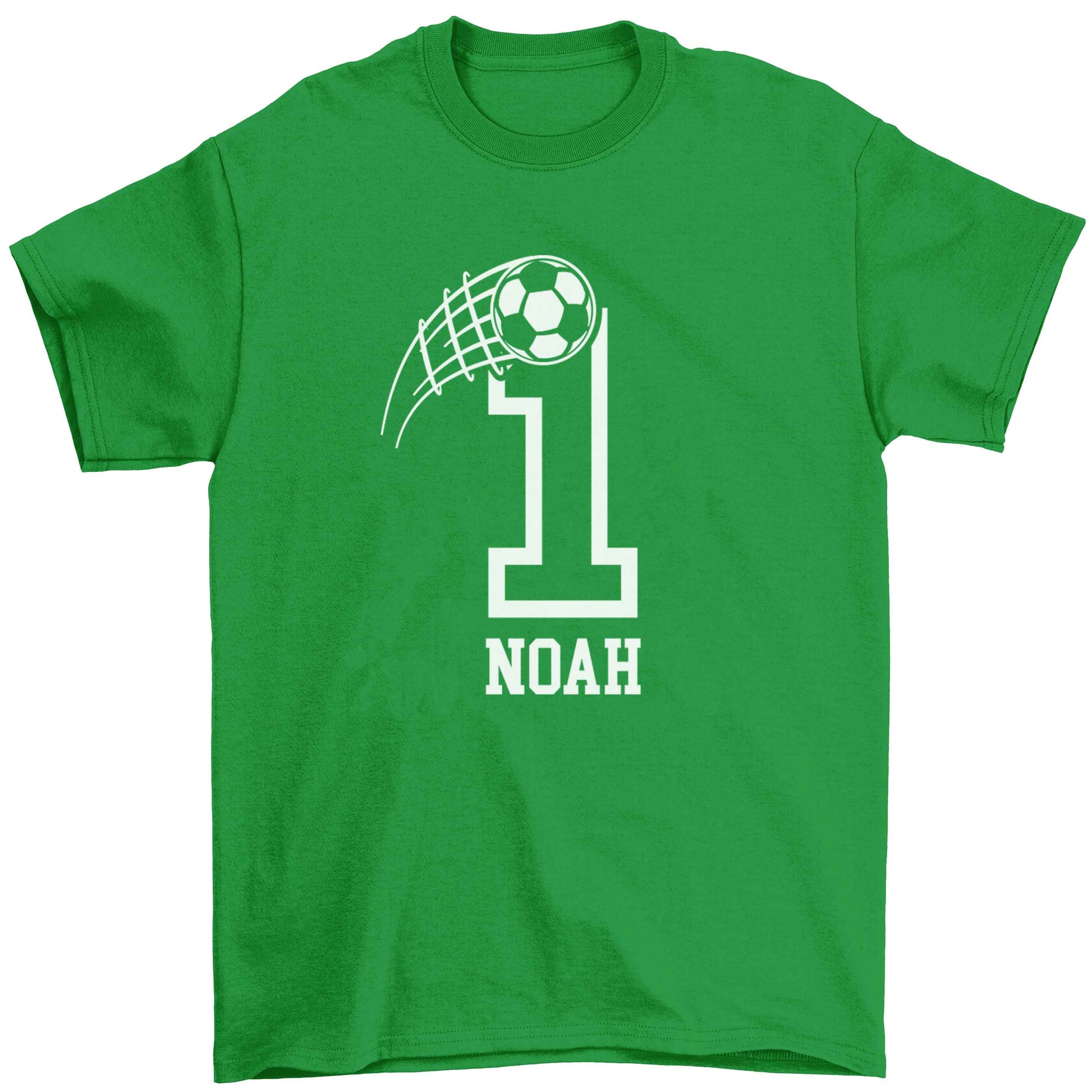 Personalised football number Children's green Tshirt 12-13 Years