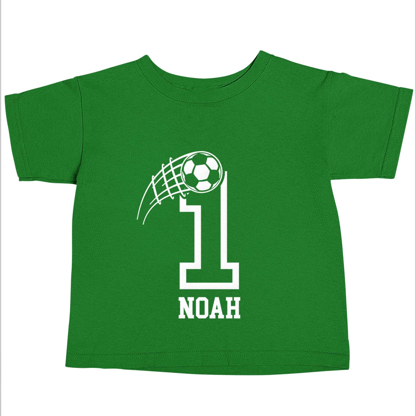 Personalised football number green baby toddler Tshirt 2 Years