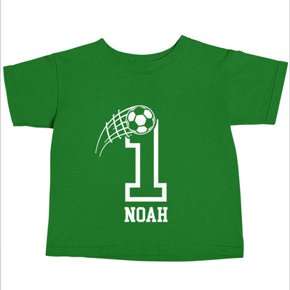Personalised football number green baby toddler Tshirt 2 Years