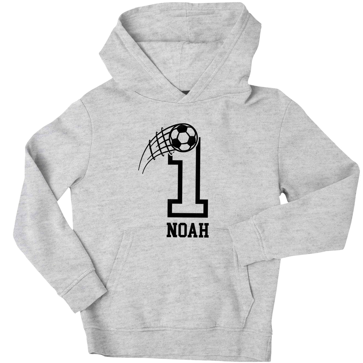 Personalised football number children's grey hoodie 12-13 Years