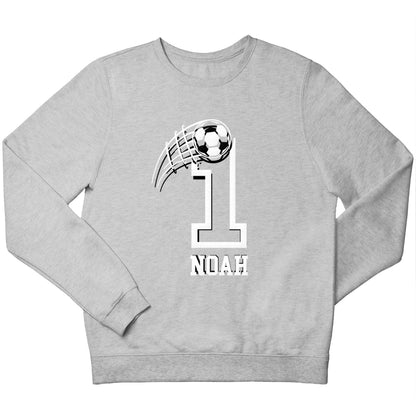 Personalised football number children's grey sweater 12-13 Years