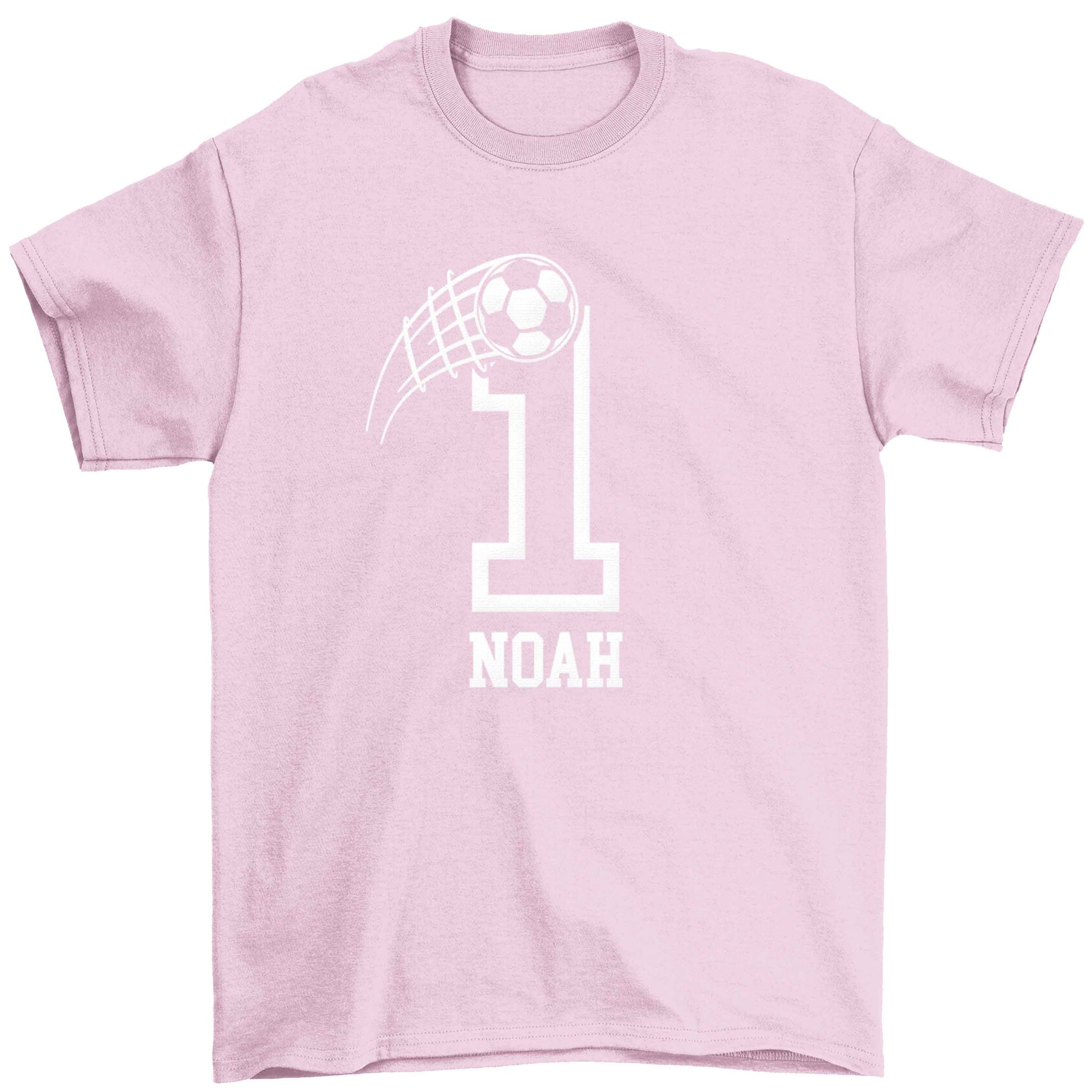 Personalised football number Children's light pink Tshirt 12-13 Years