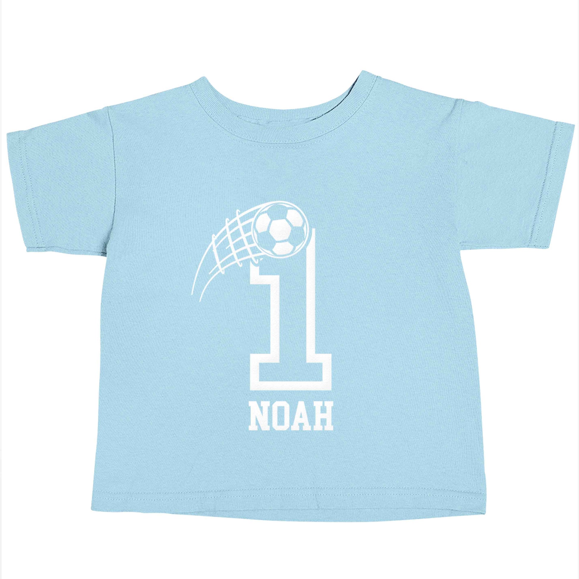 Personalised football number light blue baby toddler Tshirt 2 Years