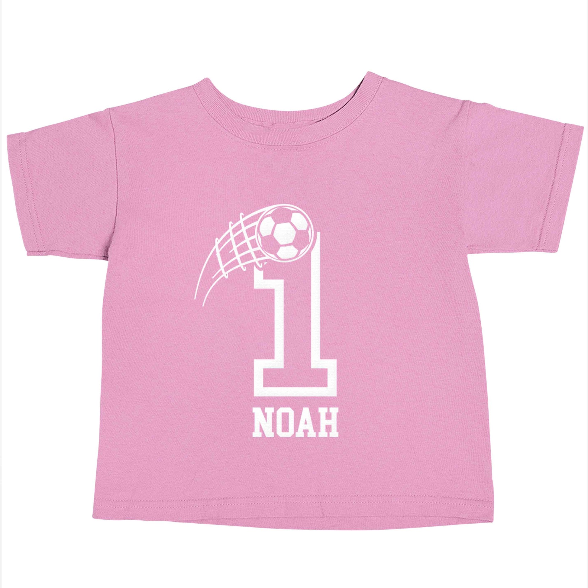 Personalised football number light pink baby toddler Tshirt 2 Years