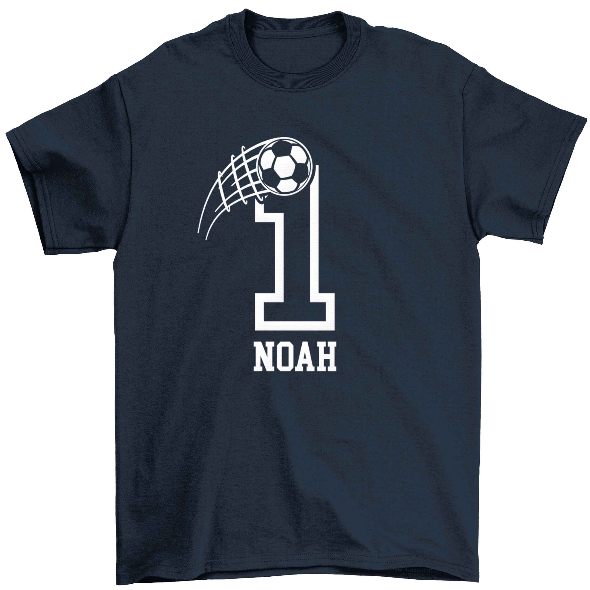 Personalised football number Children's navy Tshirt 12-13 Years