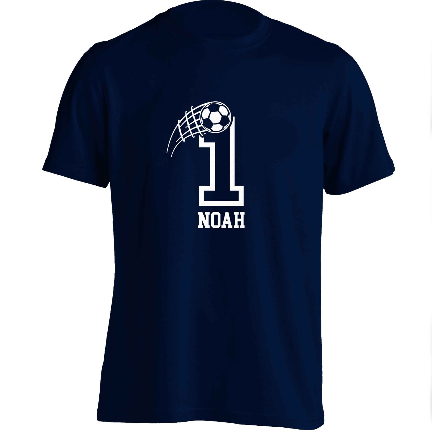 Personalised football number adults unisex navy Tshirt 2XL