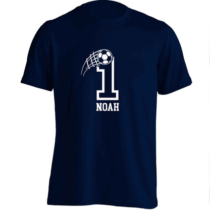 Personalised football number adults unisex navy Tshirt 2XL