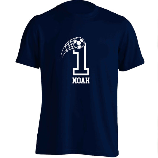 Personalised football number adults unisex navy Tshirt 2XL