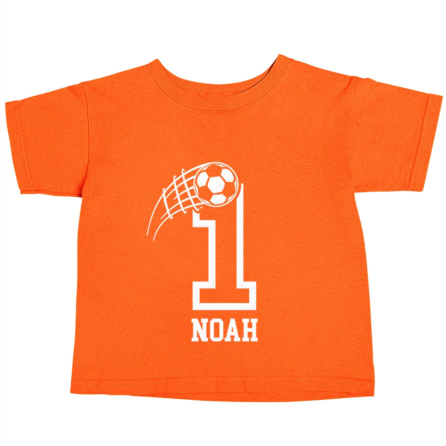 Personalised football number orange baby toddler Tshirt 2 Years