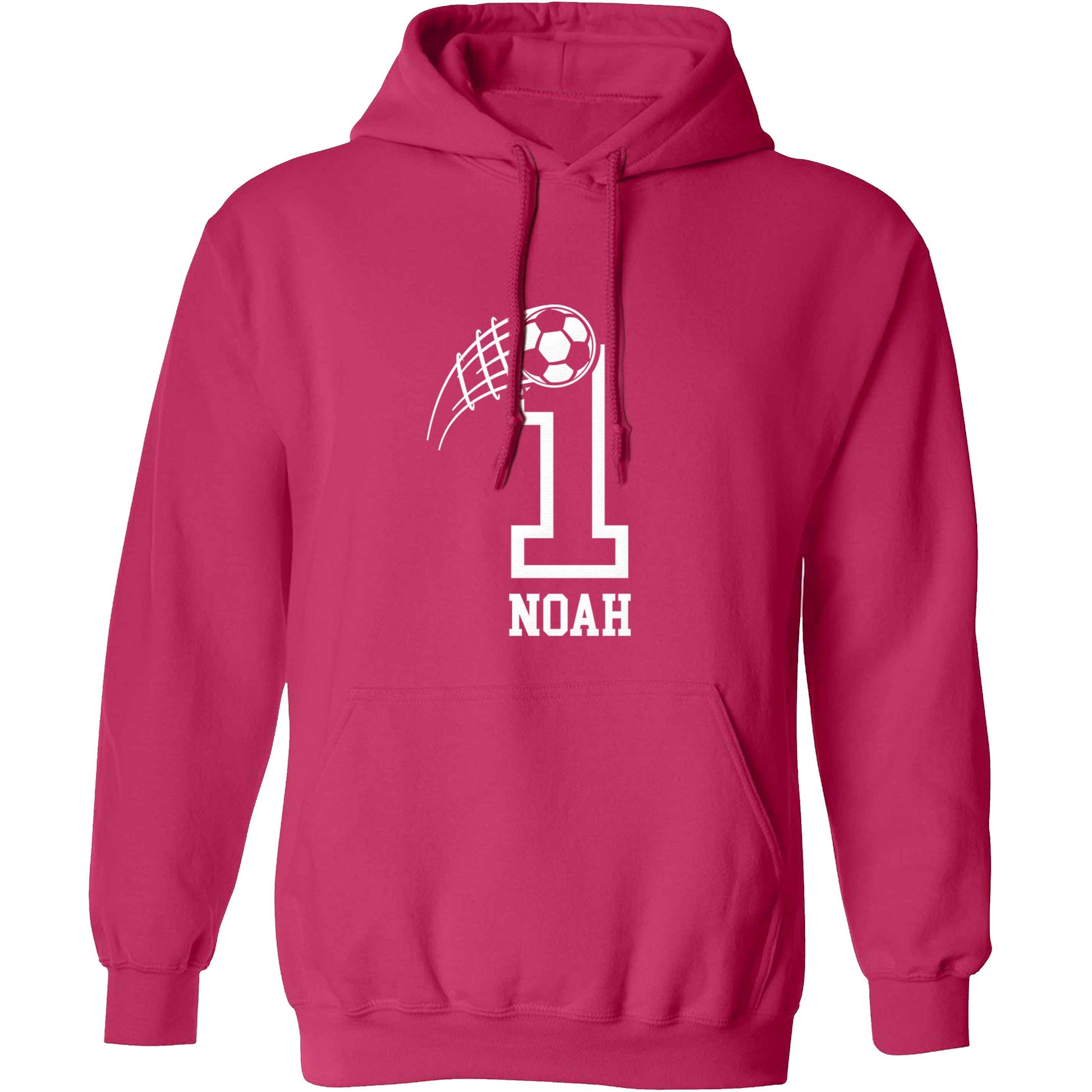 Personalised football number adults unisex pink hoodie 2XL