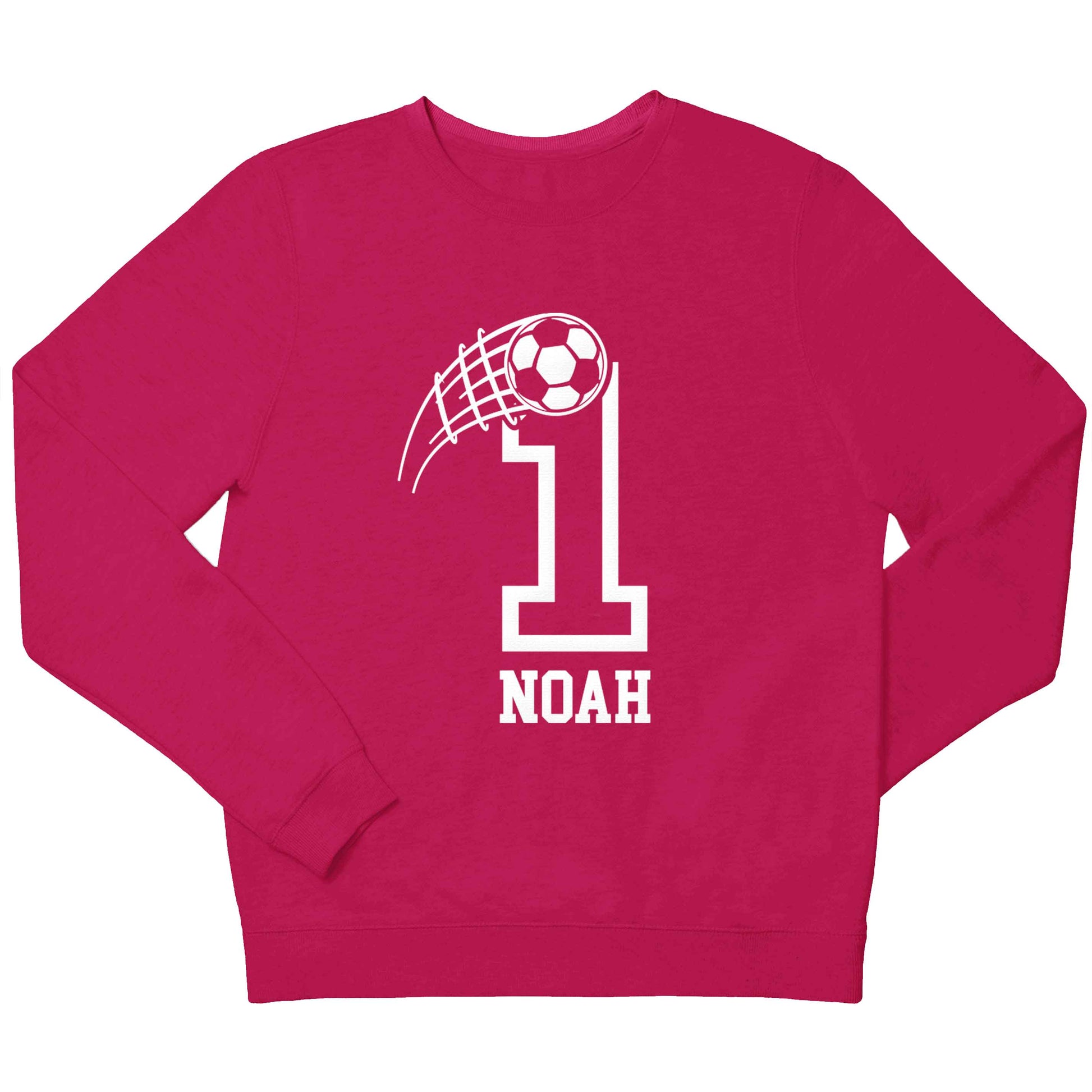 Personalised football number children's pink sweater 12-13 Years
