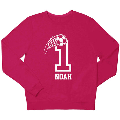 Personalised football number children's pink sweater 12-13 Years