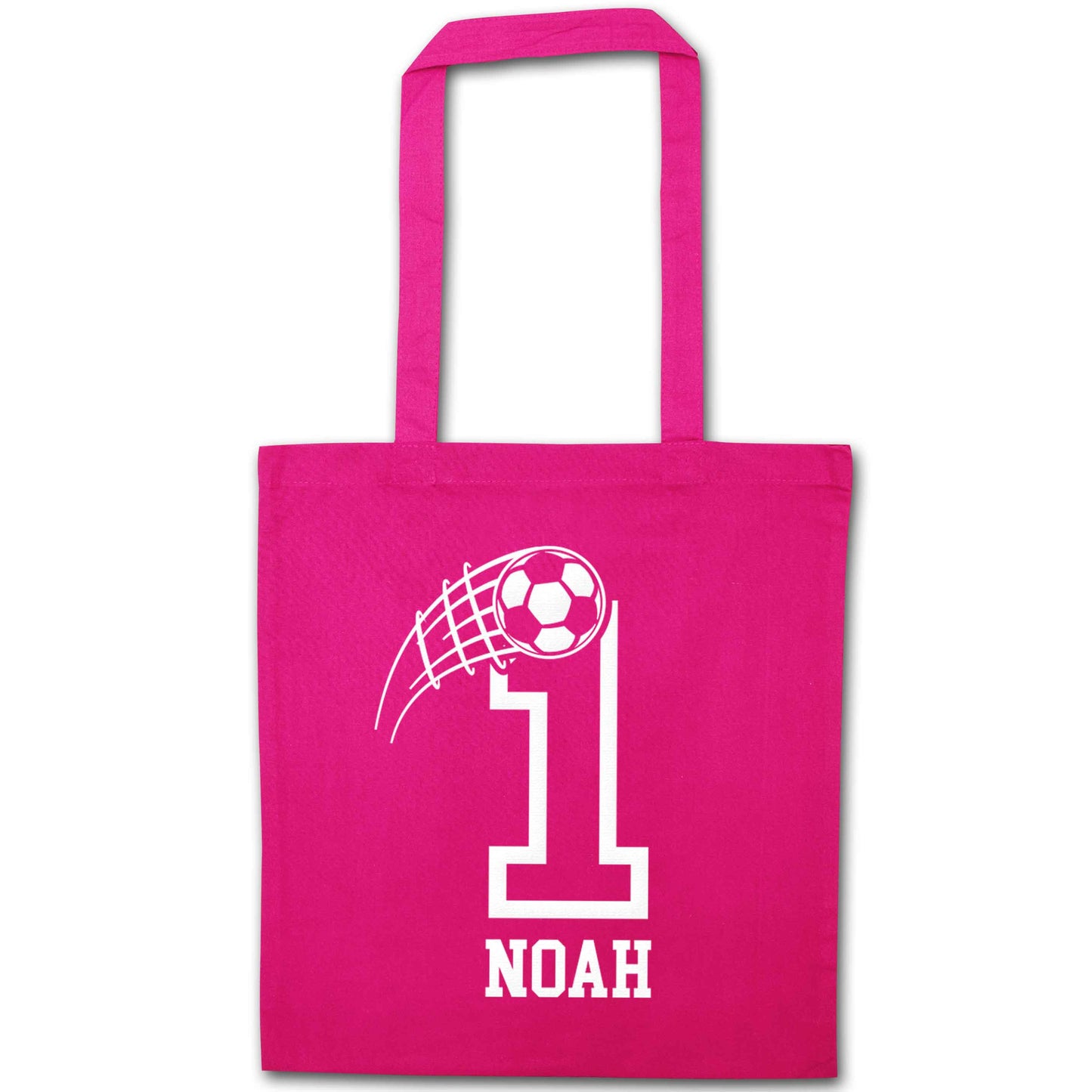 Personalised football number pink tote bag