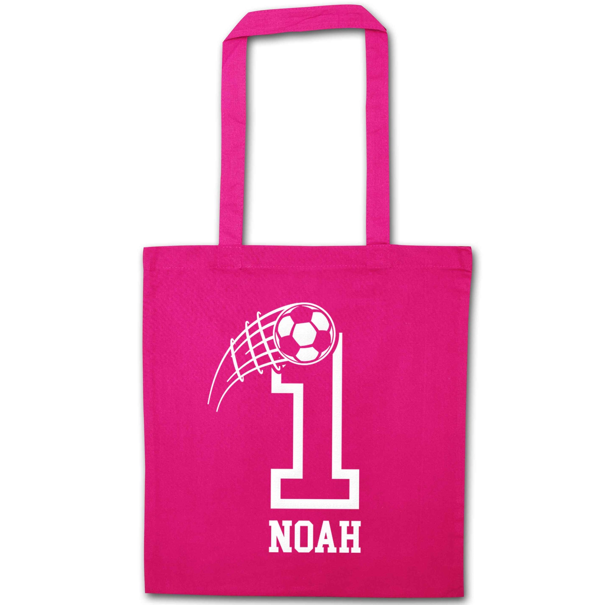 Personalised football number pink tote bag