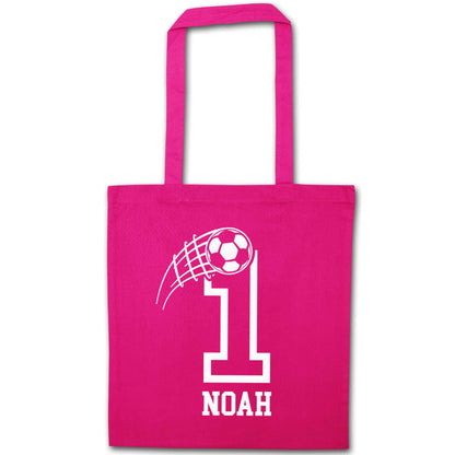 Personalised football number pink tote bag