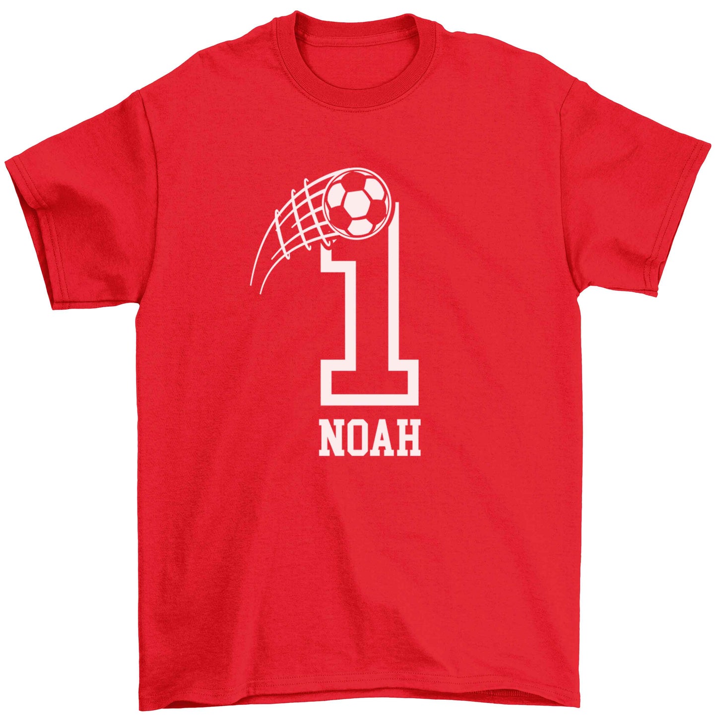 Personalised football number Children's red Tshirt 12-13 Years