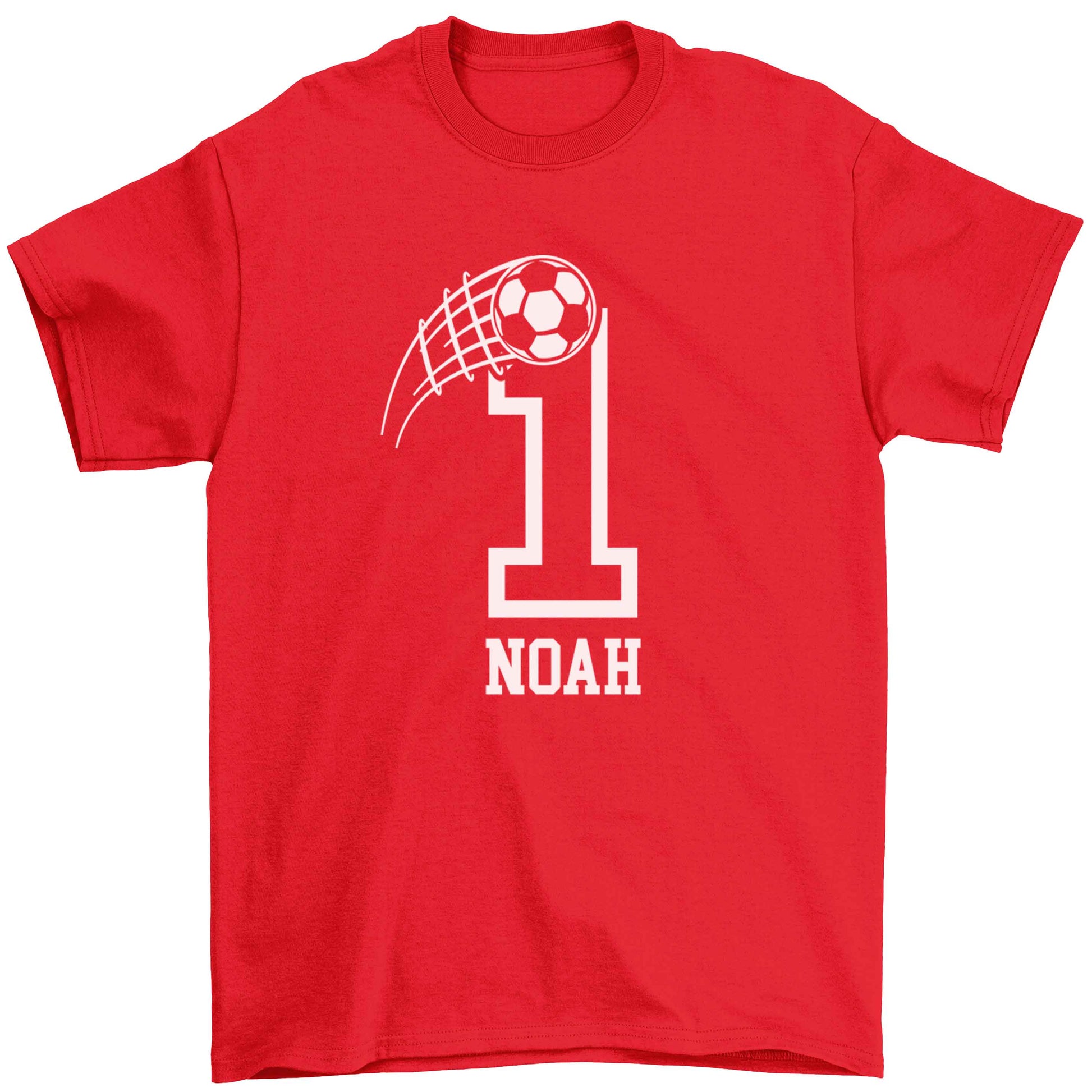 Personalised football number Children's red Tshirt 12-13 Years