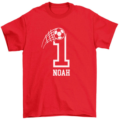Personalised football number Children's red Tshirt 12-13 Years