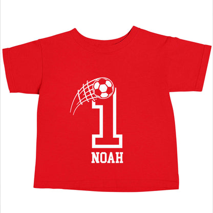 Personalised football number red baby toddler Tshirt 2 Years