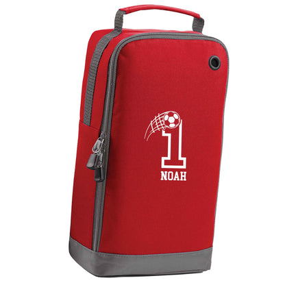 Personalised football number red sports shoe bag horizontal print