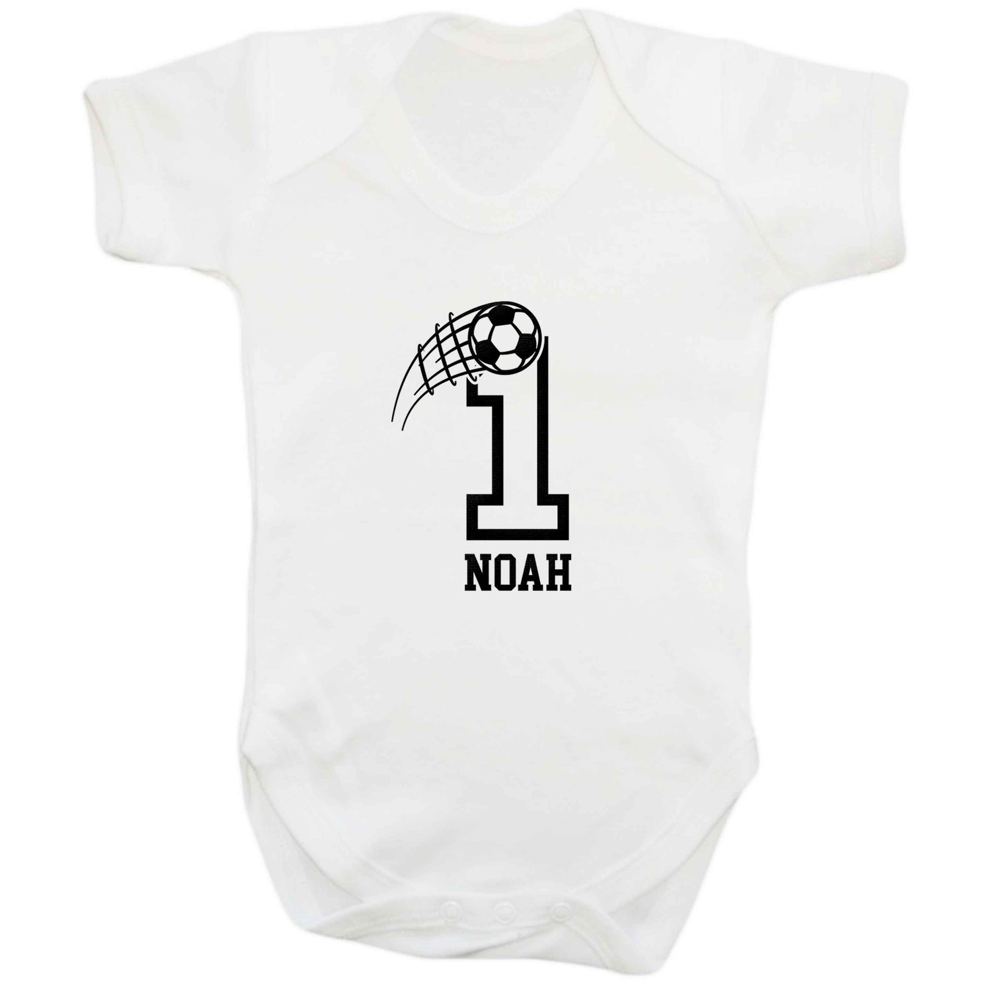 Personalised football number baby bodysuit white 18-24 months