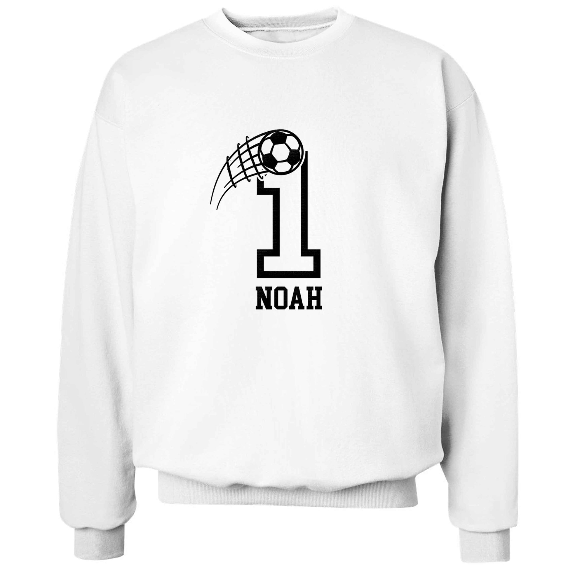 Personalised football number adult's unisex white sweater 2XL